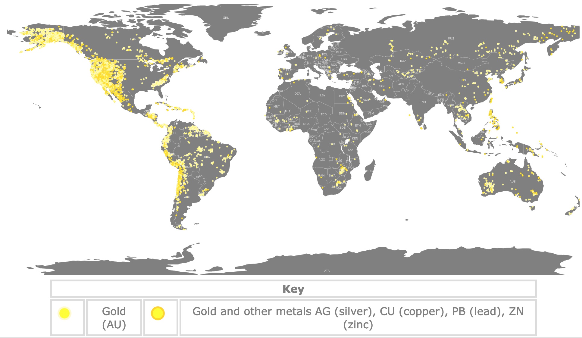 Global Map of Gold Mines： Explore the Largest Gold Reserves